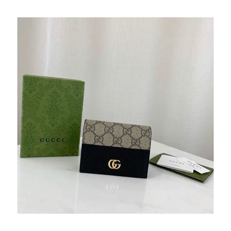 gucci 76 slot|GG Marmont card case wallet in light grey leather.